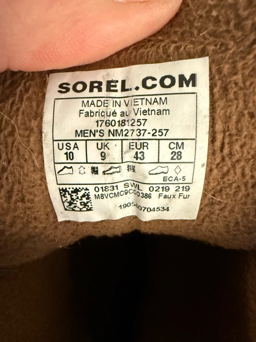 Sorel Faux Fur Lined Boot Interior Label - Brown